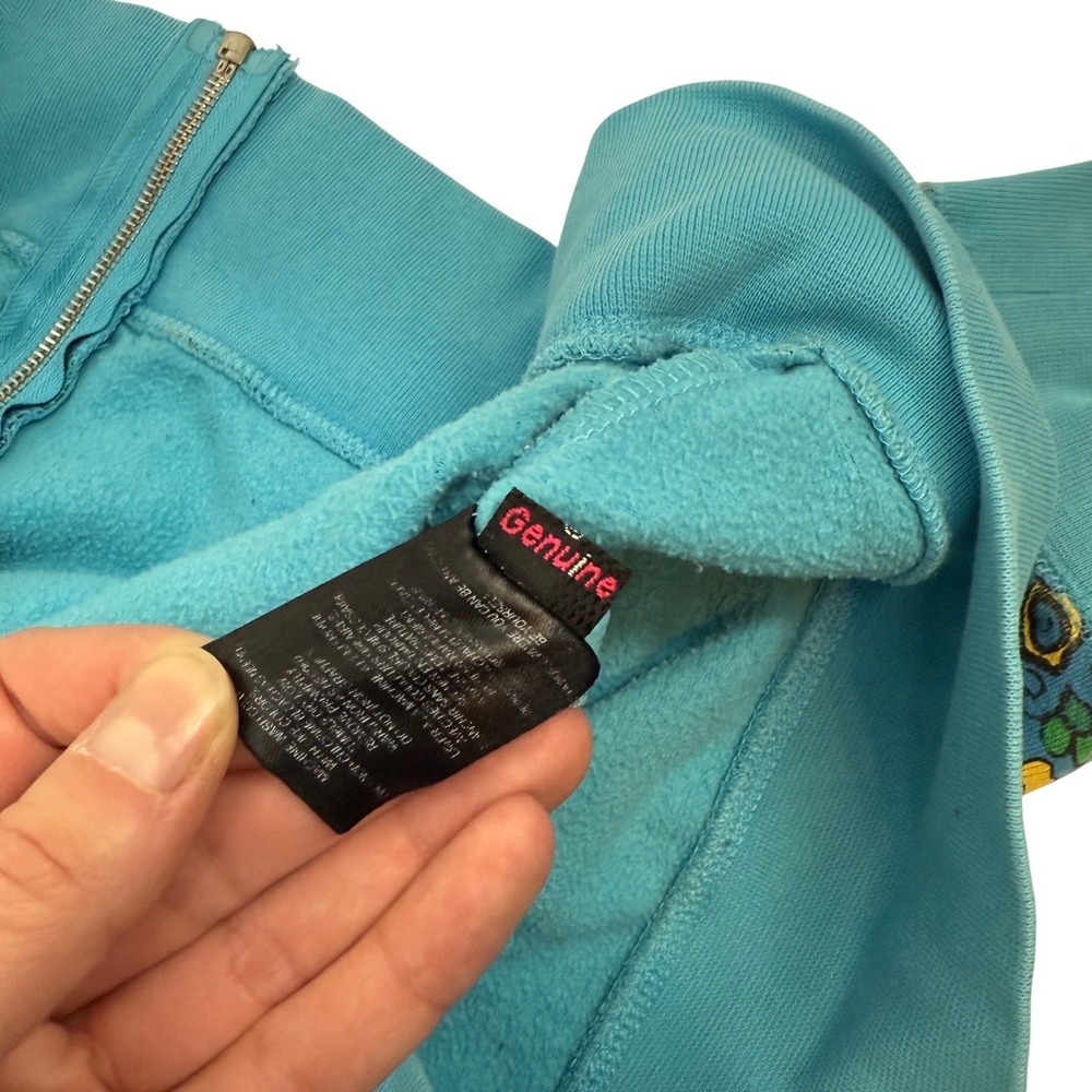 Vintage Y2K Volcom Full Zip Hoodie Paisley Turquoise Pink Large Grunge Skater - Picture 11 of 11